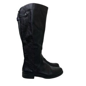 Franco Sarto Castor Leather Knee High Festival Boho Boots Black Size 8.5